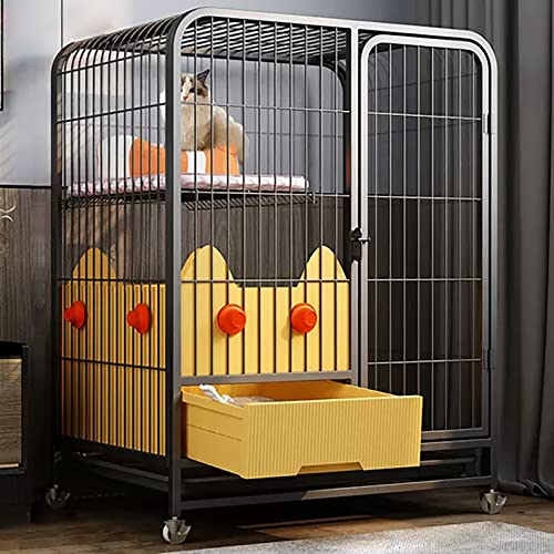 2-lagiger Katzenkäfig für den Innenbereich mit Katzentoilette, Katzenhängematte, Katzenbett, Metallzaun für Katzenbetten mit Tür, freie Bewegung/78 x 55 (78 * 55 * 100cm/31 * 22 * 39in) von KJHYYPP