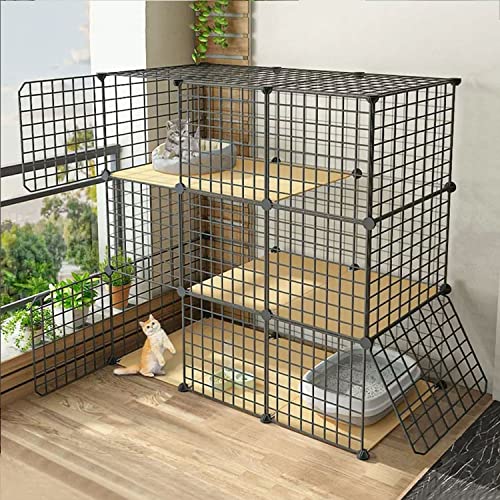 3-stöckiger Katzenkäfig für den Innenbereich, großer DIY-Katzenzaun mit Leiter/Katzenhaus/Katzenhängematte/Katzentoilette/Haustiernapf für 1–4 Katzen 3-stöckiger Katzenkäfig für den Innenbereich, großer DIY-Katzenzaun mit Leiter/Katzenhaus/Katzenhängematte/Katzentoilette/Haustiernapf für 1–4 Katzen von KJHYYPP