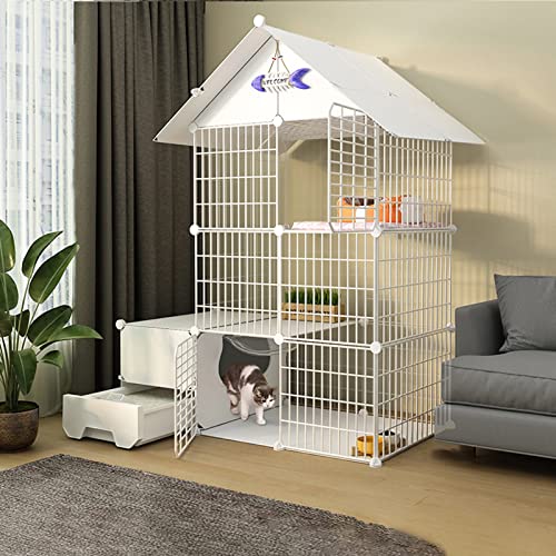 Großer Katzenkäfig für den Innenbereich, Drahtkatzenkäfig mit Katzentoilette, dreischichtiger Katzenzaun, Faltbarer Katzenkäfig, für 1–4 Katzen Großer Katzenkäfig für den Innenbereich, Drahtkatzenkäfig mit Katzentoilette, dreischichtiger Katzenzaun, Faltbarer Katzenkäfig, für 1–4 Katzen von KJHYYPP