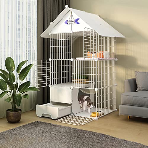 Haustier-Katzenkäfig, großer Faltbarer Katzenkäfig für den Innenbereich mit Katzentoilette, Drahtkatzenkäfig für 1–4 Katzen Haustier-Katzenkäfig, großer Faltbarer Katzenkäfig für den Innenbereich mit Katzentoilette, Drahtkatzenkäfig für 1–4 Katzen von KJHYYPP