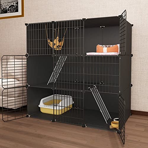 Katzenkäfig für den Innenbereich, großes DIY-Haustierzimmer für den Innenbereich, abnehmbares Laufstall-Katzenhaus, für den Innenbereich, bietet Platz für 1–3 Katzen, 107 x 37 x 107 cm Katzenkäfig für den Innenbereich, großes DIY-Haustierzimmer für den Innenbereich, abnehmbares Laufstall-Katzenhaus, für den Innenbereich, bietet Platz für 1–3 Katzen, 107 x 37 x 107 cm von KJHYYPP