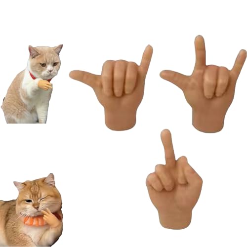 KJSAGFIUGF Mini Hands for Cats, Mini Human Hands for Cats, Mini Hands for Cats, Finger Hands Tiny Hands Miniature Finger, Mini Human Hands for Cats, Palm Elastic Toy (A+B+C) von KJSAGFIUGF