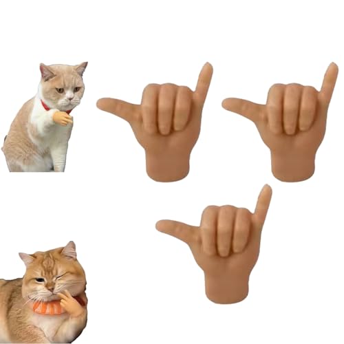 KJSAGFIUGF Mini Hands for Cats, Mini Human Hands for Cats, Mini Hands for Cats, Finger Hands Tiny Hands Miniature Finger, Mini Human Hands for Cats, Palm Elastic Toy (B-3PCS) von KJSAGFIUGF