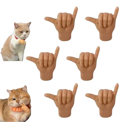 KJSAGFIUGF Mini Hands for Cats, Mini Human Hands for Cats, Mini Hands for Cats, Finger Hands Tiny Hands Miniature Finger, Mini Human Hands for Cats, Palm Elastic Toy (B-6PCS) von KJSAGFIUGF