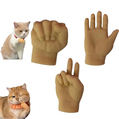 KJSAGFIUGF Mini Hands for Cats, Mini Human Hands for Cats, Mini Hands for Cats, Finger Hands Tiny Hands Miniature Finger, Mini Human Hands for Cats, Palm Elastic Toy (D+E+F) von KJSAGFIUGF
