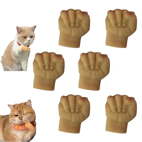 KJSAGFIUGF Mini Hands for Cats, Mini Human Hands for Cats, Mini Hands for Cats, Finger Hands Tiny Hands Miniature Finger, Mini Human Hands for Cats, Palm Elastic Toy (D-6PCS) von KJSAGFIUGF