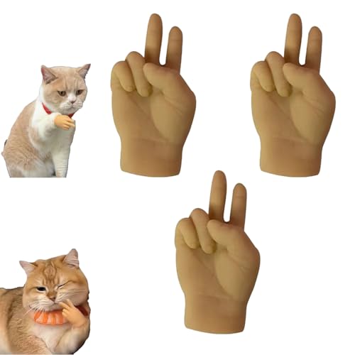 KJSAGFIUGF Mini Hands for Cats, Mini Human Hands for Cats, Mini Hands for Cats, Finger Hands Tiny Hands Miniature Finger, Mini Human Hands for Cats, Palm Elastic Toy (E-3PCS) von KJSAGFIUGF