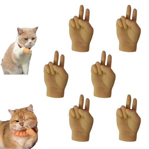 KJSAGFIUGF Mini Hands for Cats, Mini Human Hands for Cats, Mini Hands for Cats, Finger Hands Tiny Hands Miniature Finger, Mini Human Hands for Cats, Palm Elastic Toy (E-6PCS) von KJSAGFIUGF