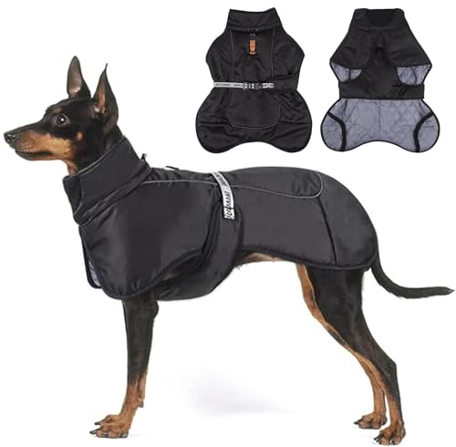Hunde Kleidung, Warme Hundejacke, Baumwolle Gefütterte Hundejacke Warm Wintermantel für den kalten Winter(schwarz, XL) von KJSXUUE