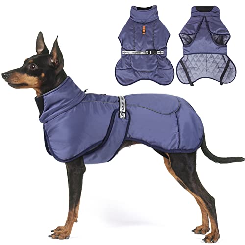 Hunde Kleidung, Warme Hundejacke, Baumwolle Gefütterte Hundejacke Warm Wintermantel für den kalten Winter(blau, XL) von KJSXUUE