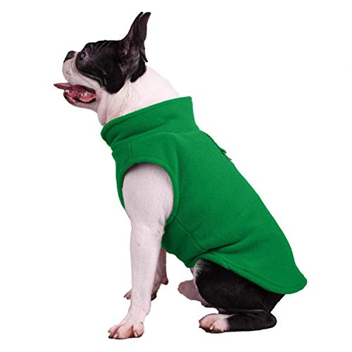 KKDIY Warme Fleece Haustier Hund Kleidung Haustier Mantel Welpen Hunde Shirt Französisch Bulldogge Pullover Winter Hund Kleidung für mittlere Hunde Green 1, L, Frankreich von KKDIY