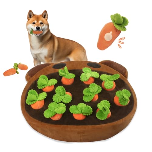 KKLUU Quietschende Karotten Hundespielzeug, interaktives Hundespielzeug, Karotten-Hundespielzeug, Plüsch-Puzzle-Spielzeug für kleine, mittelgroße und große Hunde, enthält 11 Karottenspielzeuge von KKLUU