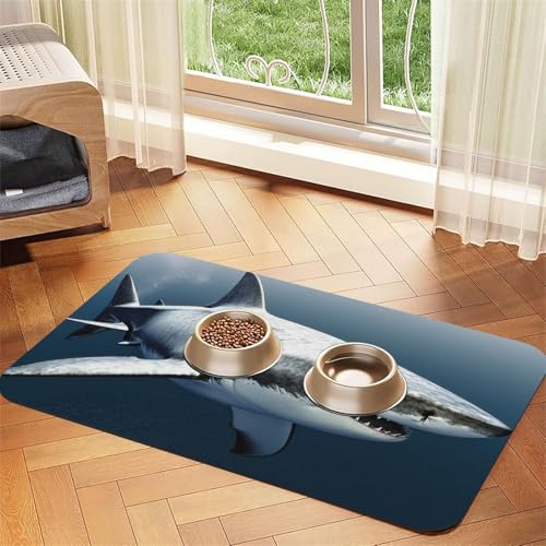 3D-Haifisch-Futtermatten für Böden, rutschfest, super saugfähig, für Futter und Wasser, niedlich, Gummi, schnell trocknend, für Hunde, Welpen, Katzen, 30,5 x 45,7 cm 3D-Haifisch-Futtermatten für Böden, rutschfest, super saugfähig, für Futter und Wasser, niedlich, Gummi, schnell trocknend, für Hunde, Welpen, Katzen, 30,5 x 45,7 cm von KKLWEGU