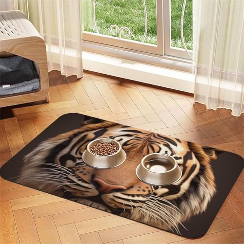 3D Tigerkopf Hundefuttermatten für Böden, rutschfest, super saugfähig, für Futter und Wasser, niedlich, Gummi, schnell trocknend, für Hunde, Welpen, Katzen, 40,6 x 61 cm 3D Tigerkopf Hundefuttermatten für Böden, rutschfest, super saugfähig, für Futter und Wasser, niedlich, Gummi, schnell trocknend, für Hunde, Welpen, Katzen, 40,6 x 61 cm von KKLWEGU