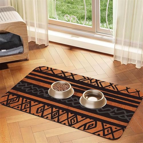 African Mud Cloth Tribal Hundefuttermatten für Böden, 30,5 x 45,7 cm, rutschfeste, super saugfähige Haustierfuttermatte, Geschirrspüler-Hundematte für Futter und Wasser, niedlich, Gummi, schnell African Mud Cloth Tribal Hundefuttermatten für Böden, 30,5 x 45,7 cm, rutschfeste, super saugfähige Haustierfuttermatte, Geschirrspüler-Hundematte für Futter und Wasser, niedlich, Gummi, schnell von KKLWEGU