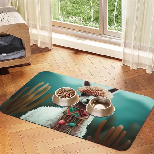 Alpaka-Hundefuttermatten für Böden, 30,5 x 45,7 cm, rutschfeste, super saugfähige Haustierfuttermatte, Geschirrspüler-Hundematte für Futter und Wasser, niedlich, Gummi, schnell trocknend Alpaka-Hundefuttermatten für Böden, 30,5 x 45,7 cm, rutschfeste, super saugfähige Haustierfuttermatte, Geschirrspüler-Hundematte für Futter und Wasser, niedlich, Gummi, schnell trocknend von KKLWEGU