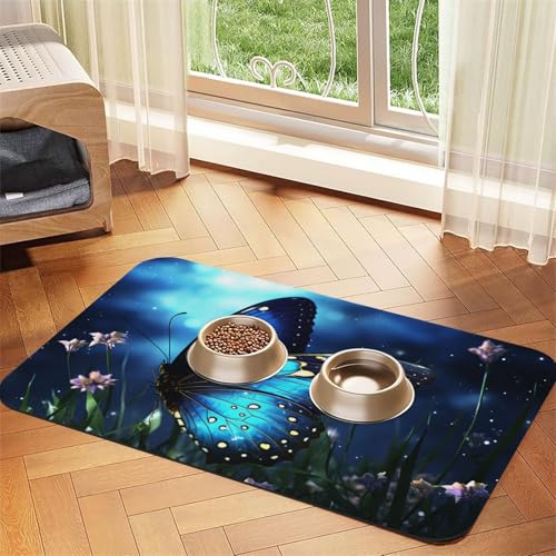 Butterfly Night Hundefuttermatten für Böden, rutschfest, super saugfähig, für Futter und Wasser, niedlich, Gummi, schnell trocknend, 40,6 x 61 cm, für Hunde, Welpen, Katzen Butterfly Night Hundefuttermatten für Böden, rutschfest, super saugfähig, für Futter und Wasser, niedlich, Gummi, schnell trocknend, 40,6 x 61 cm, für Hunde, Welpen, Katzen von KKLWEGU