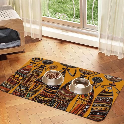 Creative African Culture Hundefuttermatten für Böden, 30,5 x 45,7 cm, rutschfeste, super saugfähige Haustierfuttermatte, Geschirrspüler-Hundematte für Futter und Wasser, niedlich, Gummi, schnell Creative African Culture Hundefuttermatten für Böden, 30,5 x 45,7 cm, rutschfeste, super saugfähige Haustierfuttermatte, Geschirrspüler-Hundematte für Futter und Wasser, niedlich, Gummi, schnell von KKLWEGU