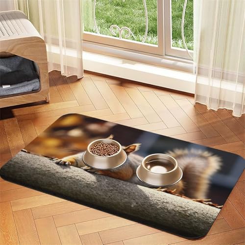 Eichhörnchen einfach liegende Hundefuttermatten für Böden, 30,5 x 45,7 cm, rutschfeste, super saugfähige Haustierfuttermatte, Geschirrspüler-Hundematte für Futter und Wasser, niedlich, Gummi, schnell Eichhörnchen einfach liegende Hundefuttermatten für Böden, 30,5 x 45,7 cm, rutschfeste, super saugfähige Haustierfuttermatte, Geschirrspüler-Hundematte für Futter und Wasser, niedlich, Gummi, schnell von KKLWEGU