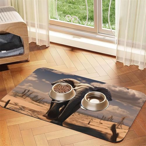 Elefanten-Hundefuttermatten für Böden, 30,5 x 45,7 cm, rutschfeste, super saugfähige Haustierfuttermatte, Geschirrspüler-Hundematte für Futter und Wasser, niedlich, Gummi, schnell trocknend Elefanten-Hundefuttermatten für Böden, 30,5 x 45,7 cm, rutschfeste, super saugfähige Haustierfuttermatte, Geschirrspüler-Hundematte für Futter und Wasser, niedlich, Gummi, schnell trocknend von KKLWEGU