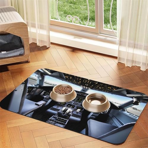 Flugzeug-Cockpit-Hundefuttermatten für Böden, 40,6 x 61 cm, rutschfeste, super saugfähige Haustierfuttermatte, Geschirrspüler-Hundematte für Futter und Wasser, niedlich, Gummi, schnell trocknend Flugzeug-Cockpit-Hundefuttermatten für Böden, 40,6 x 61 cm, rutschfeste, super saugfähige Haustierfuttermatte, Geschirrspüler-Hundematte für Futter und Wasser, niedlich, Gummi, schnell trocknend von KKLWEGU