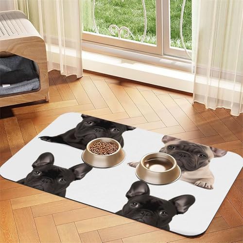 Französiche Bulldoggen-Futtermatten für Böden, rutschfest, super saugfähig, für Futter und Wasser, niedlich, Gummi, schnell trocknend, für Hunde, Welpen, Katzen, 40,6 x 61 cm Französiche Bulldoggen-Futtermatten für Böden, rutschfest, super saugfähig, für Futter und Wasser, niedlich, Gummi, schnell trocknend, für Hunde, Welpen, Katzen, 40,6 x 61 cm von KKLWEGU