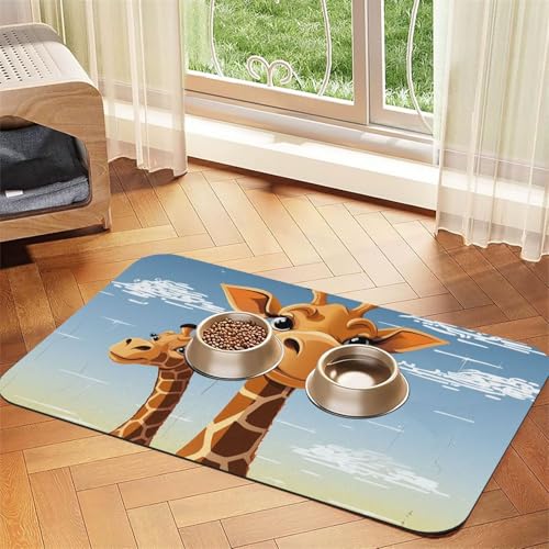 Giraffe Hundefuttermatten für Böden, 30,5 x 45,7 cm, rutschfeste, super saugfähige Haustierfuttermatte, Geschirrspüler-Hundematte für Futter und Wasser, niedlich, Gummi, schnell trocknend Giraffe Hundefuttermatten für Böden, 30,5 x 45,7 cm, rutschfeste, super saugfähige Haustierfuttermatte, Geschirrspüler-Hundematte für Futter und Wasser, niedlich, Gummi, schnell trocknend von KKLWEGU