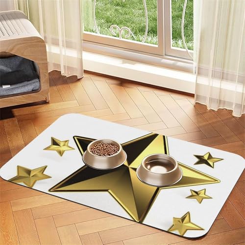 Gold Star Hundefuttermatten für Böden, rutschfest, super saugfähig, für Futter und Wasser, niedlich, Gummi, schnell trocknend, 40,6 x 61 cm, für Hunde, Welpen, Katzen Gold Star Hundefuttermatten für Böden, rutschfest, super saugfähig, für Futter und Wasser, niedlich, Gummi, schnell trocknend, 40,6 x 61 cm, für Hunde, Welpen, Katzen von KKLWEGU