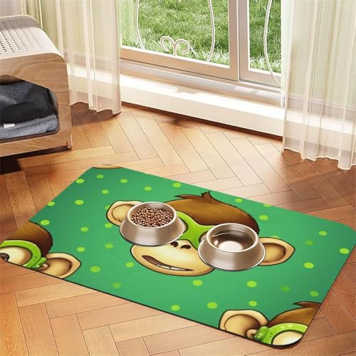 Green Clever Monkey Hundefuttermatten für Böden, rutschfeste, super saugfähige Haustierfuttermatte, Geschirrspüler-Hundematte für Futter und Wasser, niedliche, schnell trocknende Gummi-Futtermatte für Green Clever Monkey Hundefuttermatten für Böden, rutschfeste, super saugfähige Haustierfuttermatte, Geschirrspüler-Hundematte für Futter und Wasser, niedliche, schnell trocknende Gummi-Futtermatte für von KKLWEGU