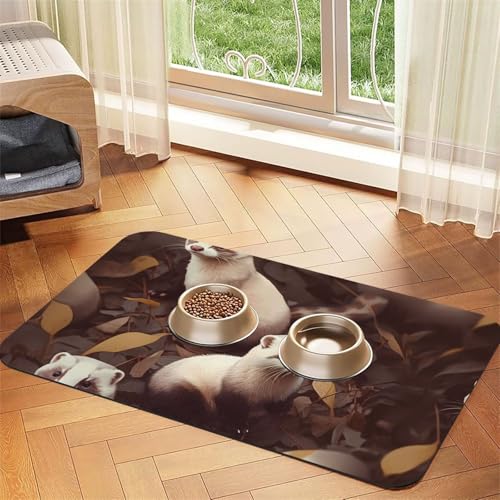 Hairy Frettchen Hundefuttermatten für Böden, rutschfest, super saugfähig, für Futter und Wasser, niedlich, Gummi, schnell trocknend, für Hunde, Welpen, Katzen, 40,6 x 61 cm Hairy Frettchen Hundefuttermatten für Böden, rutschfest, super saugfähig, für Futter und Wasser, niedlich, Gummi, schnell trocknend, für Hunde, Welpen, Katzen, 40,6 x 61 cm von KKLWEGU