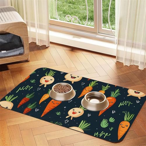 Happy Carrot Hundefuttermatten für Böden, rutschfeste, super saugfähige Haustierfuttermatte, Geschirrspüler-Hundematte für Futter und Wasser, niedlich, Gummi, schnell trocknend, Haustier-Futtermatte Happy Carrot Hundefuttermatten für Böden, rutschfeste, super saugfähige Haustierfuttermatte, Geschirrspüler-Hundematte für Futter und Wasser, niedlich, Gummi, schnell trocknend, Haustier-Futtermatte von KKLWEGU