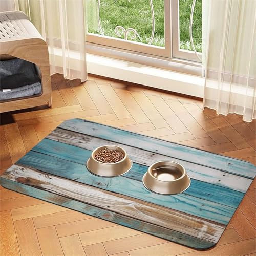 Hundefuttermatten aus Holz, für Böden, rutschfest, super saugfähig, für Futter und Wasser, niedlich, schnell trocknend, für Hunde, Welpen, Katzen, Alt Blau, 40,6 x 61 cm Hundefuttermatten aus Holz, für Böden, rutschfest, super saugfähig, für Futter und Wasser, niedlich, schnell trocknend, für Hunde, Welpen, Katzen, Alt Blau, 40,6 x 61 cm von KKLWEGU
