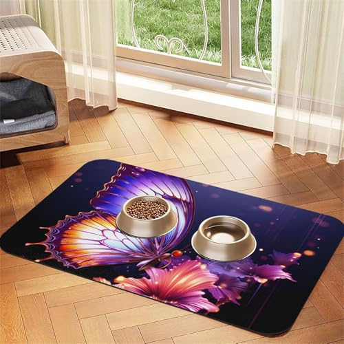 Hundefuttermatten für Böden, 40,6 x 61 cm, rutschfest, super saugfähig, spülmaschinenfest, Hundematte für Futter und Wasser, niedlich, schnell trocknend, für Hunde, Welpen, Katzen, Lila Hundefuttermatten für Böden, 40,6 x 61 cm, rutschfest, super saugfähig, spülmaschinenfest, Hundematte für Futter und Wasser, niedlich, schnell trocknend, für Hunde, Welpen, Katzen, Lila von KKLWEGU
