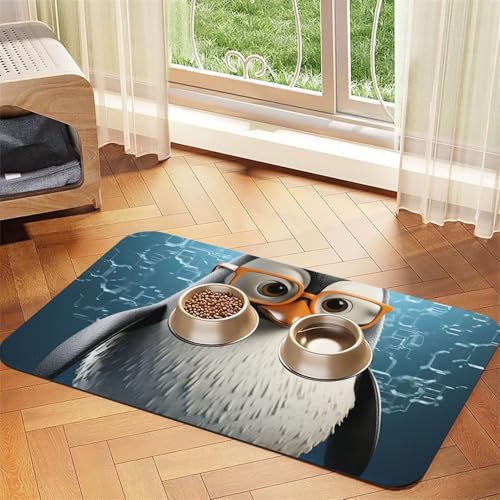 Hundefuttermatten für Böden, Pinguin mit Brille, 40,6 x 61 cm, rutschfest, super saugfähig, Geschirrspüler-Hundematte für Futter und Wasser, niedlich, Gummi, schnell trocknend, Haustier-Futtermatte Hundefuttermatten für Böden, Pinguin mit Brille, 40,6 x 61 cm, rutschfest, super saugfähig, Geschirrspüler-Hundematte für Futter und Wasser, niedlich, Gummi, schnell trocknend, Haustier-Futtermatte von KKLWEGU