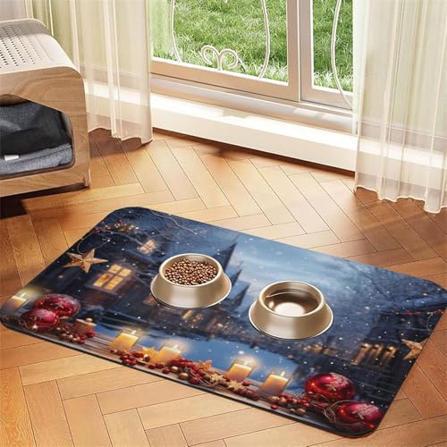 Hundefuttermatten für Böden, Weihnachtsstimmung, 30,5 x 45,7 cm, rutschfest, super saugfähig, Geschirrspüler-Hundematte für Futter und Wasser, niedlich, schnell trocknend, Haustier-Futtermatte für Hundefuttermatten für Böden, Weihnachtsstimmung, 30,5 x 45,7 cm, rutschfest, super saugfähig, Geschirrspüler-Hundematte für Futter und Wasser, niedlich, schnell trocknend, Haustier-Futtermatte für von KKLWEGU