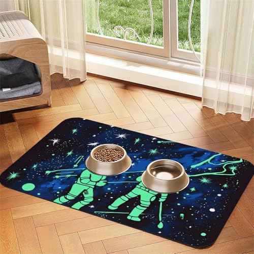 Hundefuttermatten für Böden, leuchtet im Dunkeln, rutschfest, super saugfähig, für Futter und Wasser, niedlich, Gummi, schnell trocknend, 40,6 x 61 cm, für Hunde, Welpen, Katzen Hundefuttermatten für Böden, leuchtet im Dunkeln, rutschfest, super saugfähig, für Futter und Wasser, niedlich, Gummi, schnell trocknend, 40,6 x 61 cm, für Hunde, Welpen, Katzen von KKLWEGU