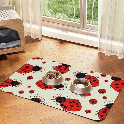 Hundefuttermatten für Böden, rutschfest, super saugfähig, Geschirrspüler, Hundematte für Futter und Wasser, niedlich, schnell trocknend, für Hunde, Welpen, Katzen, Rot Hundefuttermatten für Böden, rutschfest, super saugfähig, Geschirrspüler, Hundematte für Futter und Wasser, niedlich, schnell trocknend, für Hunde, Welpen, Katzen, Rot von KKLWEGU
