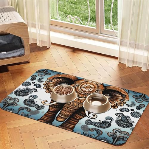 Hundefuttermatten mit Elefantenmuster, für Böden, 40,6 x 61 cm, rutschfest, super saugfähig, Geschirrspüler-Hundematte für Futter und Wasser, niedlich, Gummi, schnell trocknend, Haustier-Futtermatte Hundefuttermatten mit Elefantenmuster, für Böden, 40,6 x 61 cm, rutschfest, super saugfähig, Geschirrspüler-Hundematte für Futter und Wasser, niedlich, Gummi, schnell trocknend, Haustier-Futtermatte von KKLWEGU