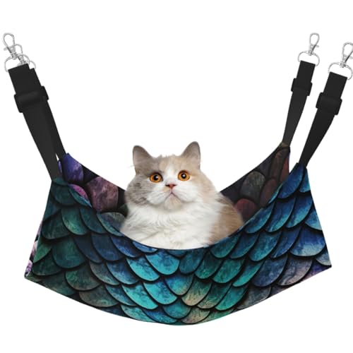 KKLWEGU 3D-Hängematte mit magischem Drachenschuppenmuster, Katzen-Hängematte, Sommer, atmungsaktiv, hängend, Haustierkäfig-Hängematte, Bett, verstellbar, weich, Schlafhängematte für Katzen, kleine KKLWEGU 3D-Hängematte mit magischem Drachenschuppenmuster, Katzen-Hängematte, Sommer, atmungsaktiv, hängend, Haustierkäfig-Hängematte, Bett, verstellbar, weich, Schlafhängematte für Katzen, kleine von KKLWEGU