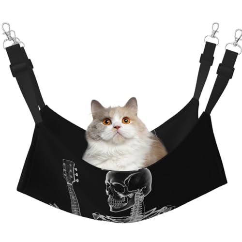 KKLWEGU Abstrakte Röntgen-Schädel-Skelett, spielende Gitarre, Katzen-Hängematte, Sommer, atmungsaktiv, hängend, Haustierkäfig-Hängematte, Bett, verstellbar, weich, für Katzen, kleine Hunde, Kaninchen KKLWEGU Abstrakte Röntgen-Schädel-Skelett, spielende Gitarre, Katzen-Hängematte, Sommer, atmungsaktiv, hängend, Haustierkäfig-Hängematte, Bett, verstellbar, weich, für Katzen, kleine Hunde, Kaninchen von KKLWEGU