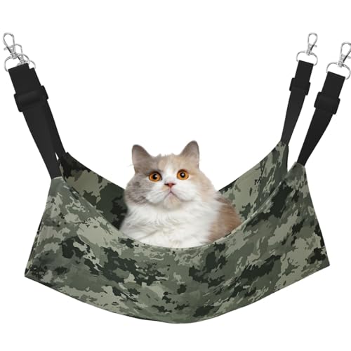 KKLWEGU Armee-Digitale Camouflage-Katzen-Hängematte, Sommer, atmungsaktiv, hängend, Haustierkäfig-Hängematte, Bett, verstellbar, weich, Schlafhängematte für Katzen, kleine Hunde, Kaninchen, groß KKLWEGU Armee-Digitale Camouflage-Katzen-Hängematte, Sommer, atmungsaktiv, hängend, Haustierkäfig-Hängematte, Bett, verstellbar, weich, Schlafhängematte für Katzen, kleine Hunde, Kaninchen, groß von KKLWEGU