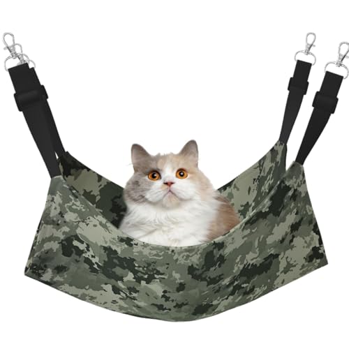KKLWEGU Armee-Digitale Camouflage-Katzen-Hängematte, Sommer, atmungsaktiv, hängend, Haustierkäfig-Hängematte, Bett, verstellbar, weich, Schlafhängematte für Katzen, kleine Hunde, Kaninchen, groß KKLWEGU Armee-Digitale Camouflage-Katzen-Hängematte, Sommer, atmungsaktiv, hängend, Haustierkäfig-Hängematte, Bett, verstellbar, weich, Schlafhängematte für Katzen, kleine Hunde, Kaninchen, groß von KKLWEGU