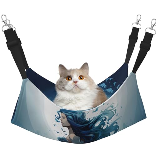 KKLWEGU Blue Mermaid Cat Hammock Summer Breathable Hanging Pet Cage Hammock Bed Adjustable Soft Sleeping Hammock for Cats Small Dogs Rabbits Medium KKLWEGU Blue Mermaid Cat Hammock Summer Breathable Hanging Pet Cage Hammock Bed Adjustable Soft Sleeping Hammock for Cats Small Dogs Rabbits Medium von KKLWEGU