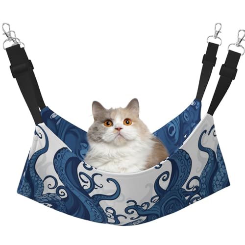 KKLWEGU Blue Tentacles Katzenhängematte, Sommer, atmungsaktiv, hängend, Haustierkäfig-Hängematte, Bett, verstellbar, weich, für Katzen, kleine Hunde, Kaninchen, Größe M KKLWEGU Blue Tentacles Katzenhängematte, Sommer, atmungsaktiv, hängend, Haustierkäfig-Hängematte, Bett, verstellbar, weich, für Katzen, kleine Hunde, Kaninchen, Größe M von KKLWEGU
