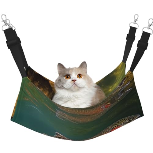KKLWEGU Brook Trout Fly Fishing Cat Hammock Summer Breathable Hanging Pet Cage Hammock Bed Adjustable Soft Sleeping Hammock for Cats Small Dogs Rabbits Medium KKLWEGU Brook Trout Fly Fishing Cat Hammock Summer Breathable Hanging Pet Cage Hammock Bed Adjustable Soft Sleeping Hammock for Cats Small Dogs Rabbits Medium von KKLWEGU