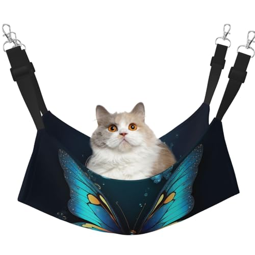 KKLWEGU Elegante Schmetterlingskatzen-Hängematte, Sommer, atmungsaktiv, hängend, Haustierkäfig-Hängematte, Bett, verstellbar, weich, Schlafhängematte für Katzen, kleine Hunde, Kaninchen, groß KKLWEGU Elegante Schmetterlingskatzen-Hängematte, Sommer, atmungsaktiv, hängend, Haustierkäfig-Hängematte, Bett, verstellbar, weich, Schlafhängematte für Katzen, kleine Hunde, Kaninchen, groß von KKLWEGU