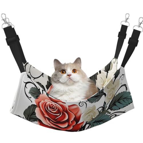 KKLWEGU Floral Rose Efeu mit Blättern Frühling Katze Hängematte Sommer Atmungsaktiv Hängende Haustier Käfig Hängematte Bett Verstellbar Weich Schlafhängematte für Katzen Kleine Hunde Kaninchen Groß KKLWEGU Floral Rose Efeu mit Blättern Frühling Katze Hängematte Sommer Atmungsaktiv Hängende Haustier Käfig Hängematte Bett Verstellbar Weich Schlafhängematte für Katzen Kleine Hunde Kaninchen Groß von KKLWEGU