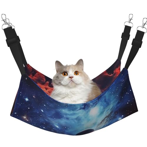 KKLWEGU Galaxy Space Katzenhängematte, Sommer, atmungsaktiv, hängend, Haustierkäfig-Hängematte, Bett, verstellbar, weich, Schlafhängematte für Katzen, kleine Hunde, Kaninchen, groß KKLWEGU Galaxy Space Katzenhängematte, Sommer, atmungsaktiv, hängend, Haustierkäfig-Hängematte, Bett, verstellbar, weich, Schlafhängematte für Katzen, kleine Hunde, Kaninchen, groß von KKLWEGU