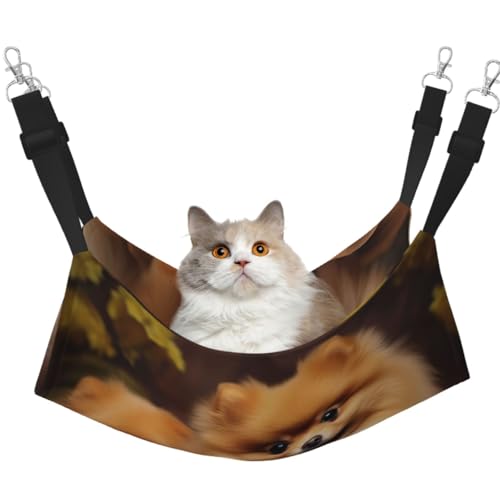 KKLWEGU Gelbe Pomeranian Katzenhängematte, Sommer, atmungsaktiv, hängend, Haustierkäfig-Hängematte, Bett, verstellbar, weich, Schlafhängematte für Katzen, kleine Hunde, Kaninchen, groß KKLWEGU Gelbe Pomeranian Katzenhängematte, Sommer, atmungsaktiv, hängend, Haustierkäfig-Hängematte, Bett, verstellbar, weich, Schlafhängematte für Katzen, kleine Hunde, Kaninchen, groß von KKLWEGU