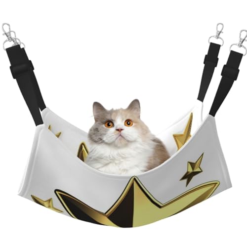 KKLWEGU Gold Star Katzenhängematte, Sommer, atmungsaktiv, hängend, Haustierkäfig-Hängematte, Bett, verstellbar, weich, Schlafhängematte für Katzen, kleine Hunde, Kaninchen, groß KKLWEGU Gold Star Katzenhängematte, Sommer, atmungsaktiv, hängend, Haustierkäfig-Hängematte, Bett, verstellbar, weich, Schlafhängematte für Katzen, kleine Hunde, Kaninchen, groß von KKLWEGU